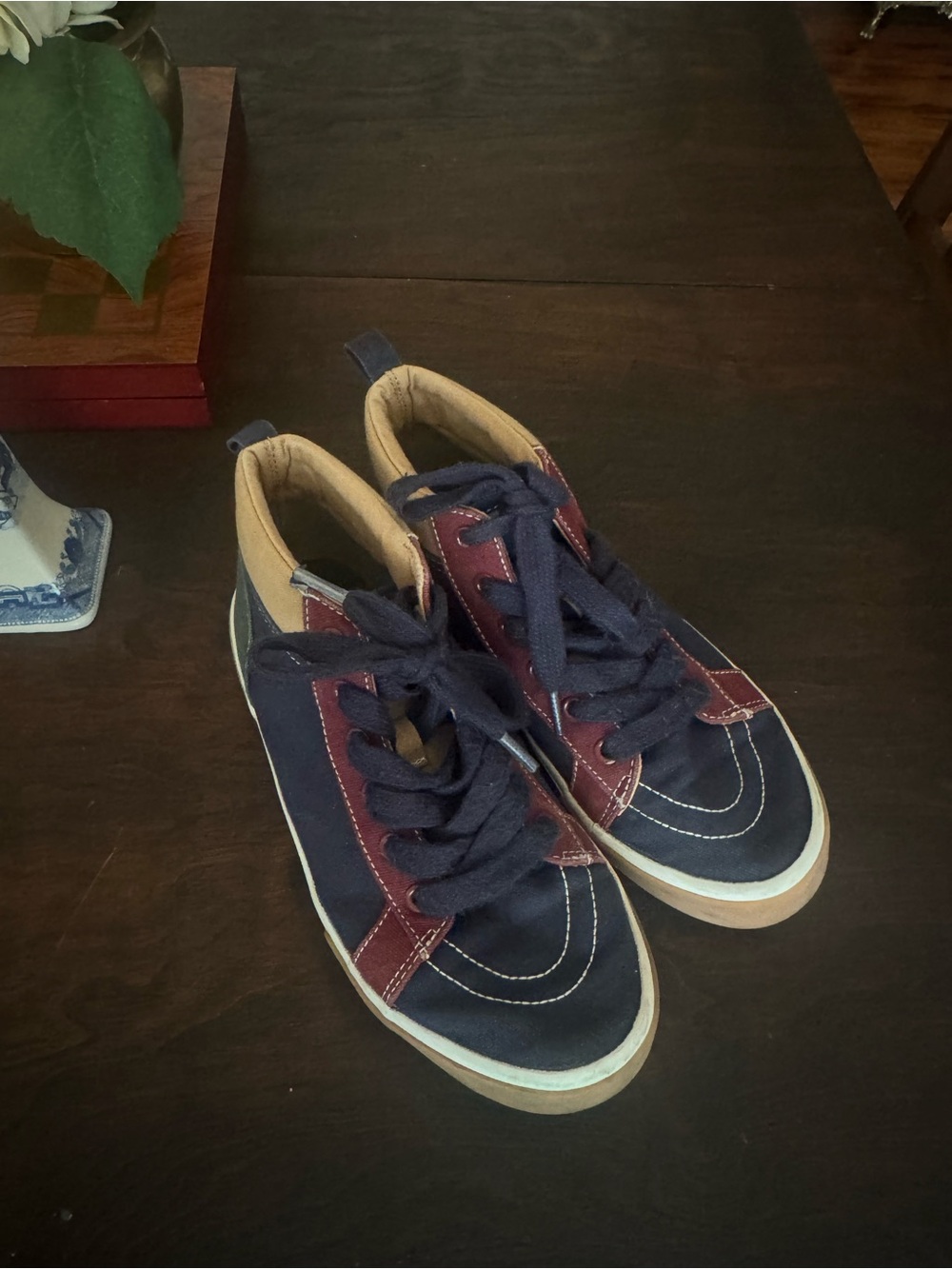 Old Navy Navy and Burgundy Kids' Lace-Up Sneakers